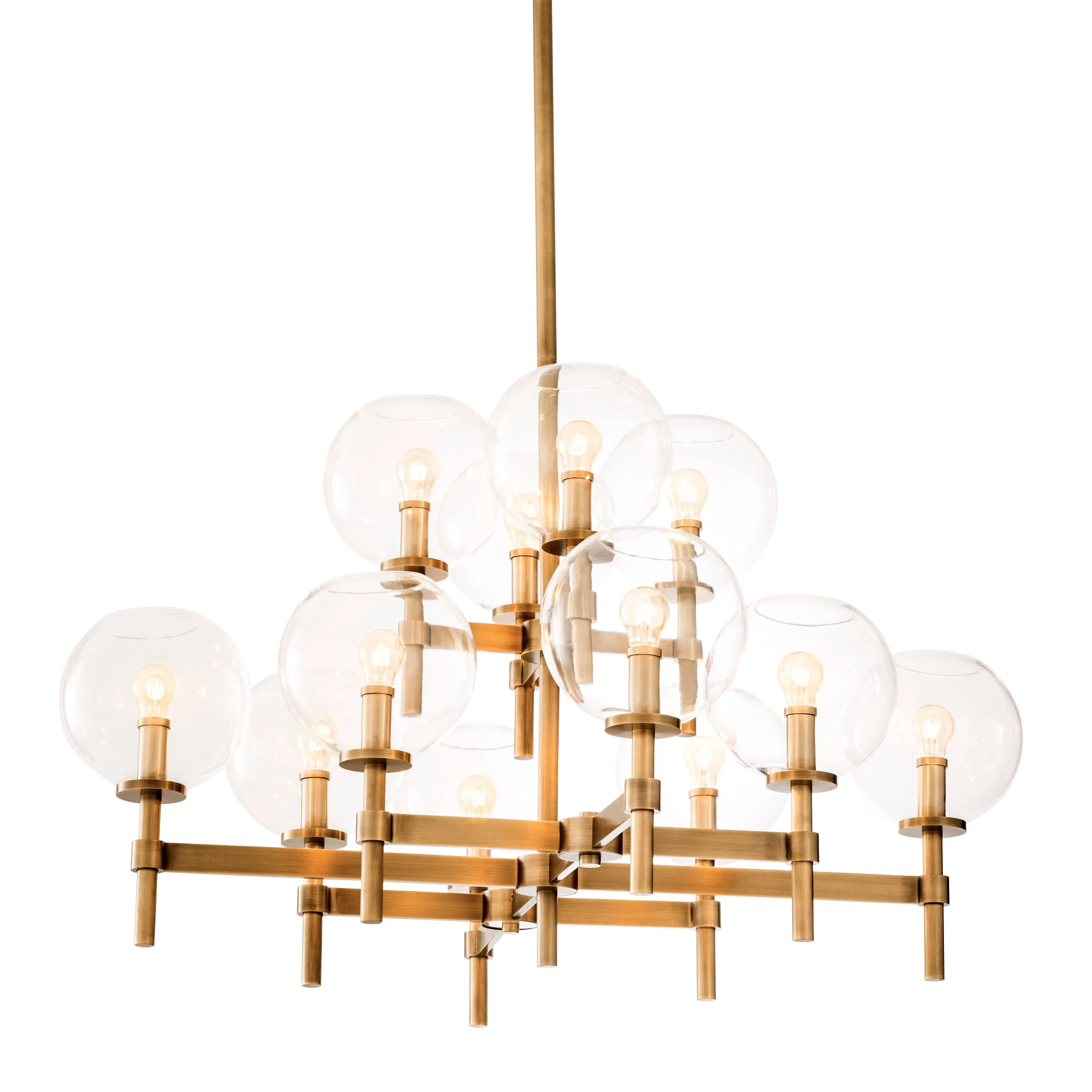 112642UL - Chandelier Jade L antique brass finish
