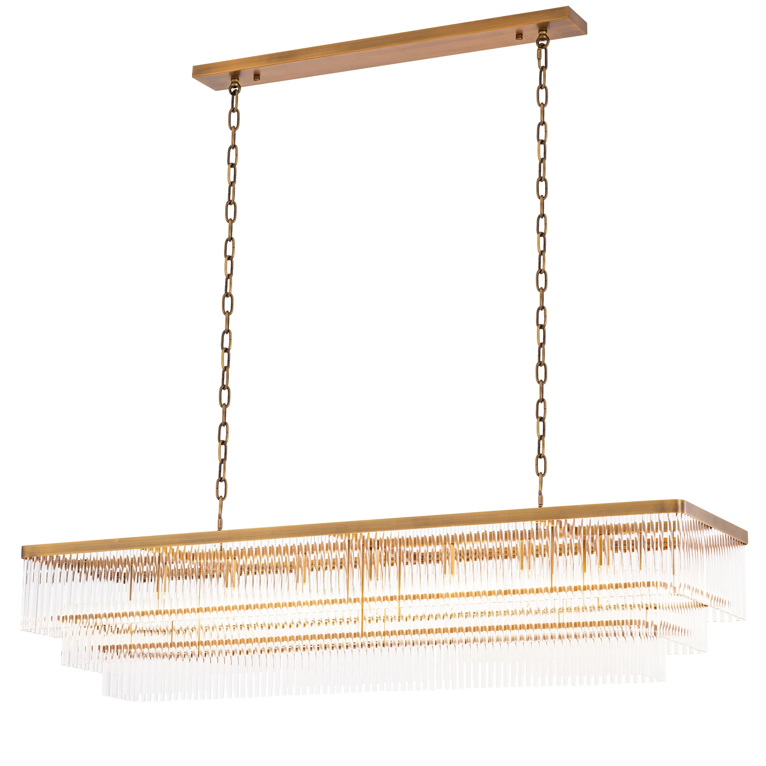 115539UL - Chandelier East rectangular antique brass finish UL