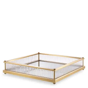115721 - Tray Cora square antique brass finish
