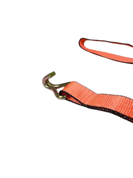 14FT Big Orange Wheel Strap with 3 Rubber Tread Grabs (Wire Hook)