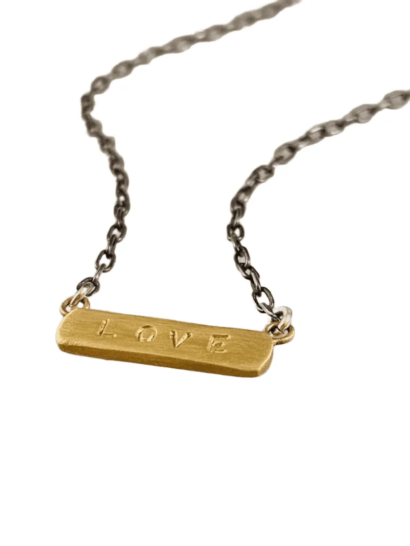 18” 14k Gold LOVE ID Necklace on Sterling Chain