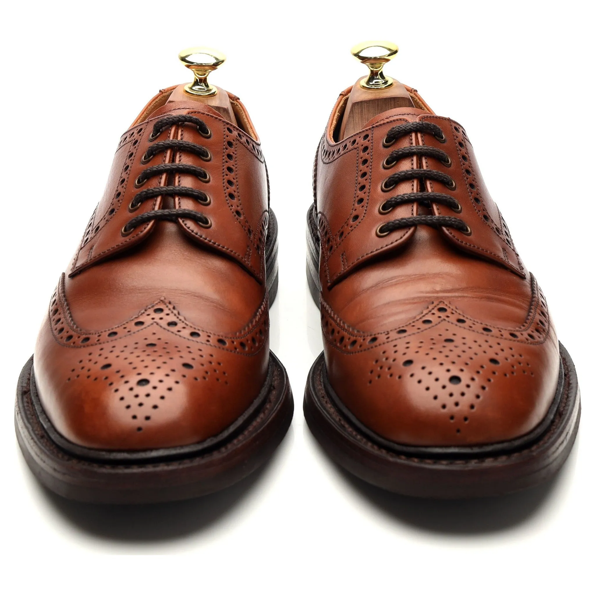 1880 'Chester' Tan Brown Leather Derby Brogues UK 7.5 F