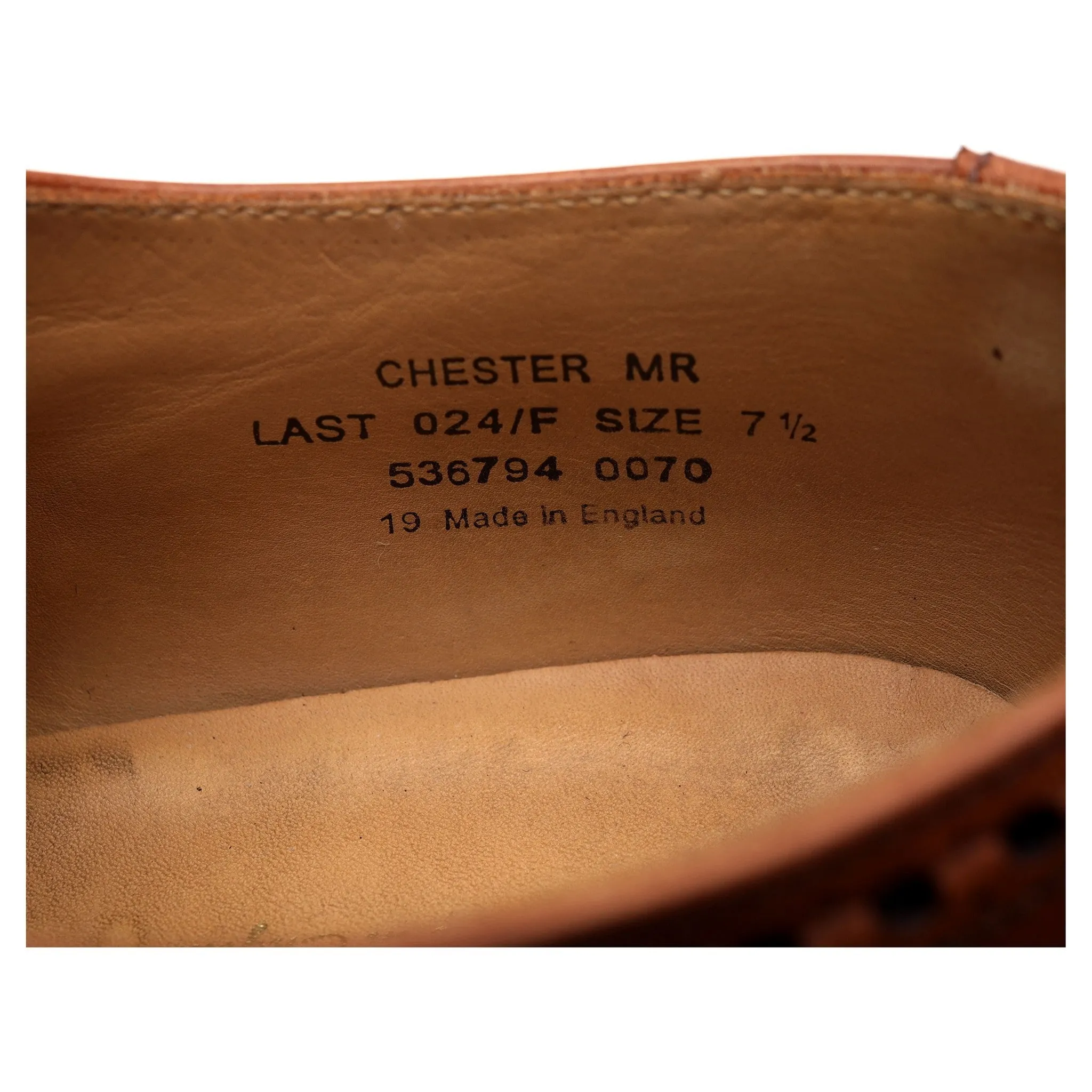 1880 'Chester' Tan Brown Leather Derby Brogues UK 7.5 F
