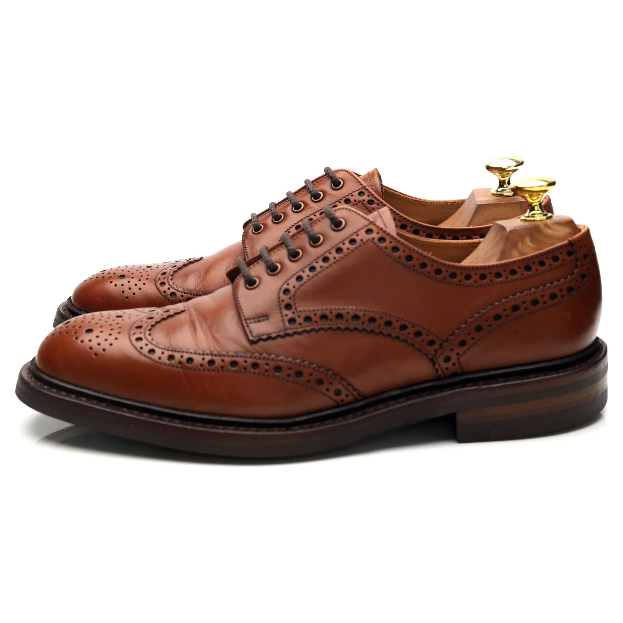 1880 'Chester' Tan Brown Leather Derby Brogues UK 7.5 F
