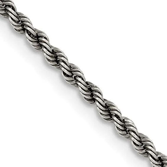 20" Sterling Silver Antique Finish Rope Chain