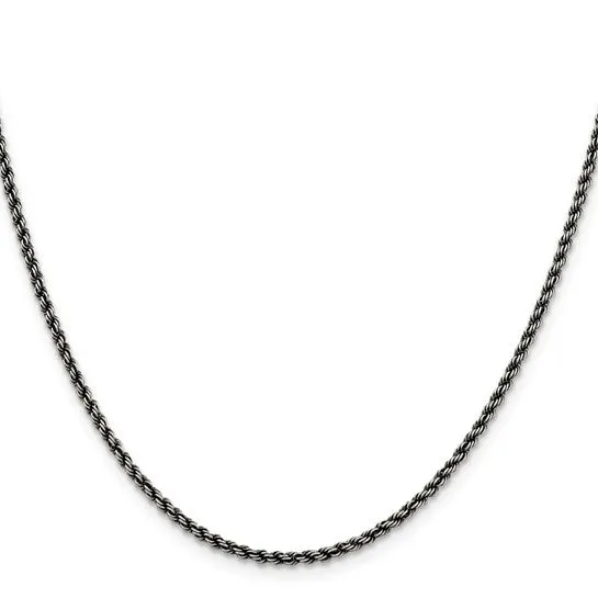 20" Sterling Silver Antique Finish Rope Chain