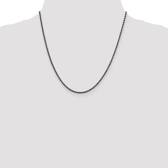 20" Sterling Silver Antique Finish Rope Chain