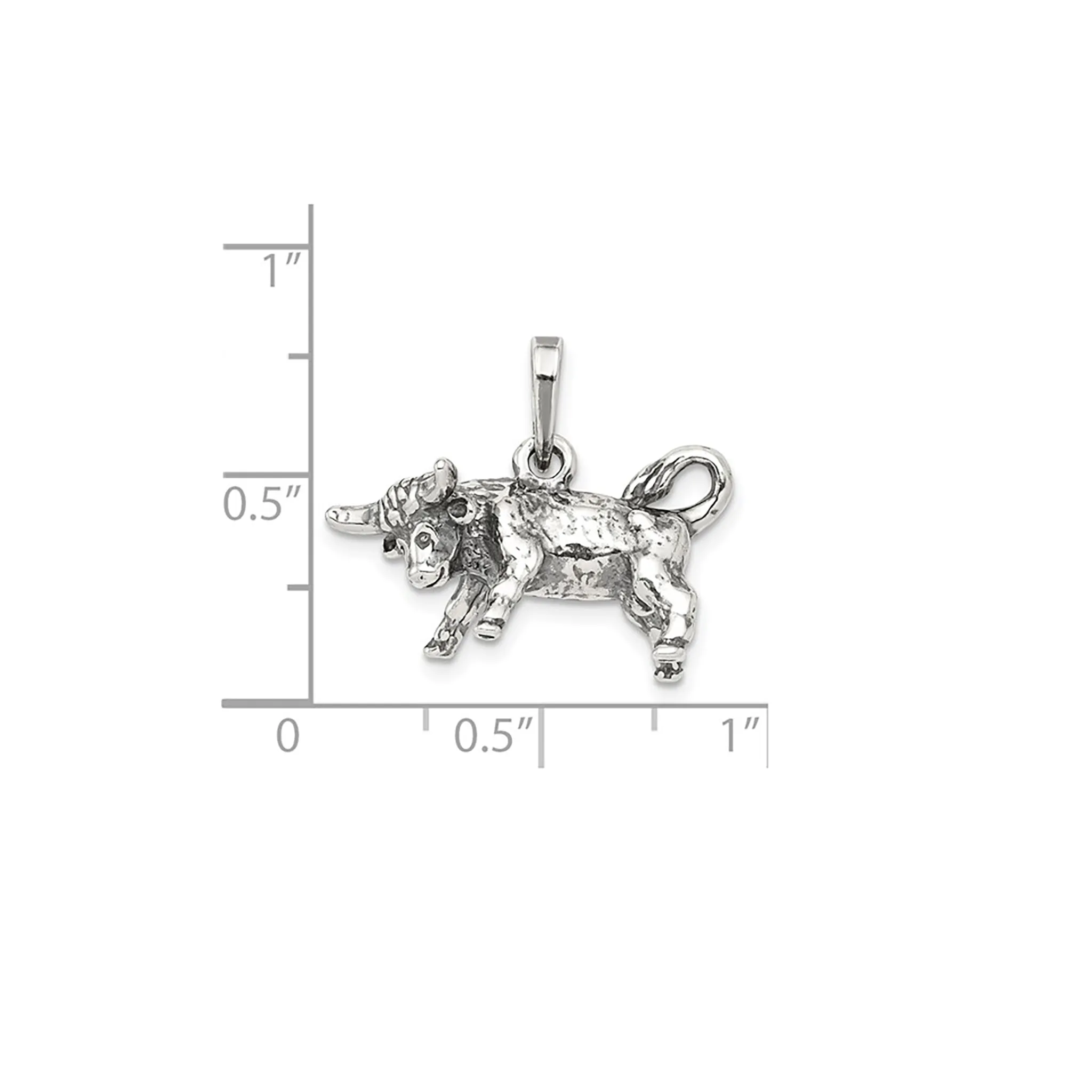 3-D Antique-Finish Taurus Zodiac Pendant (Silver)