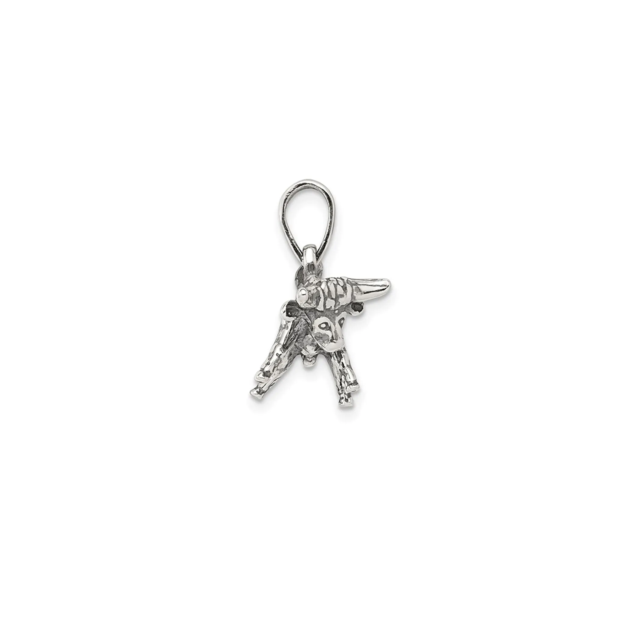 3-D Antique-Finish Taurus Zodiac Pendant (Silver)