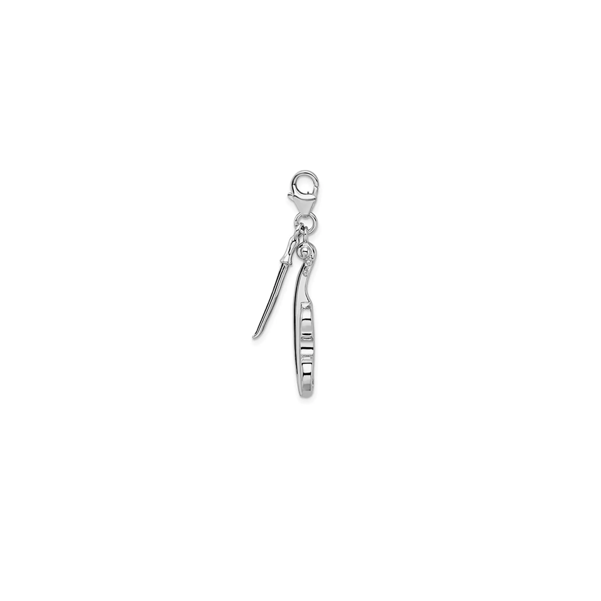 3-D Antique-Finish Violin Charm Pendant (Silver)