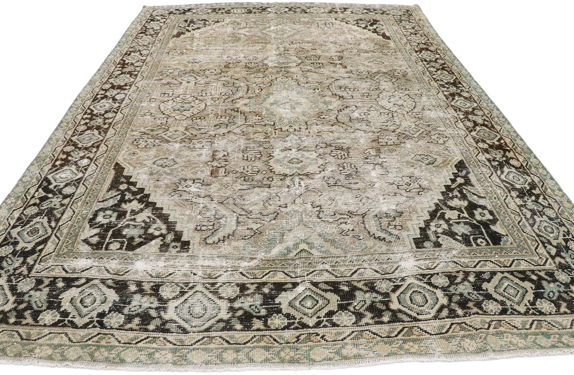 7 x 11 Distressed Antique Persian Mahal Rug