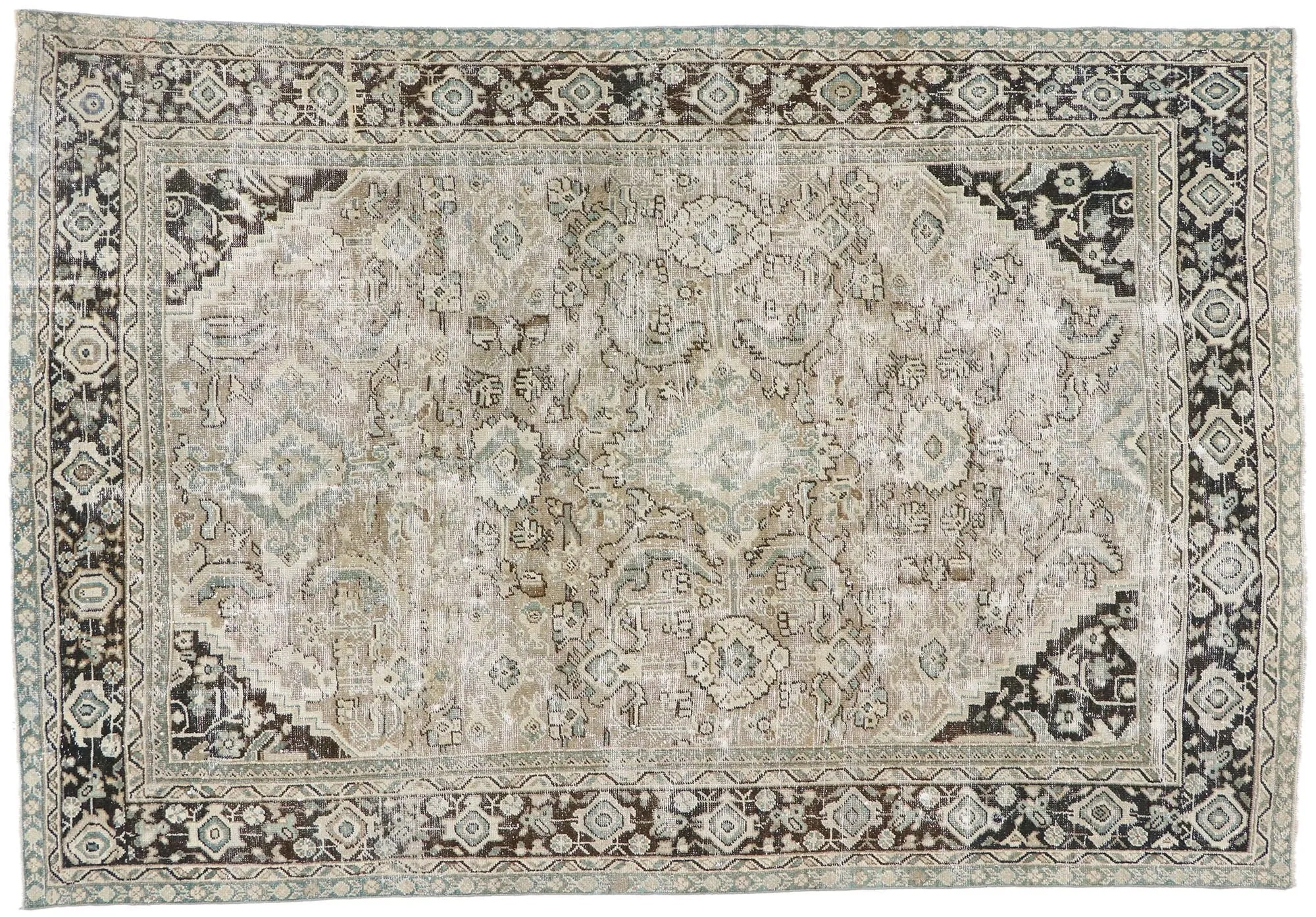 7 x 11 Distressed Antique Persian Mahal Rug