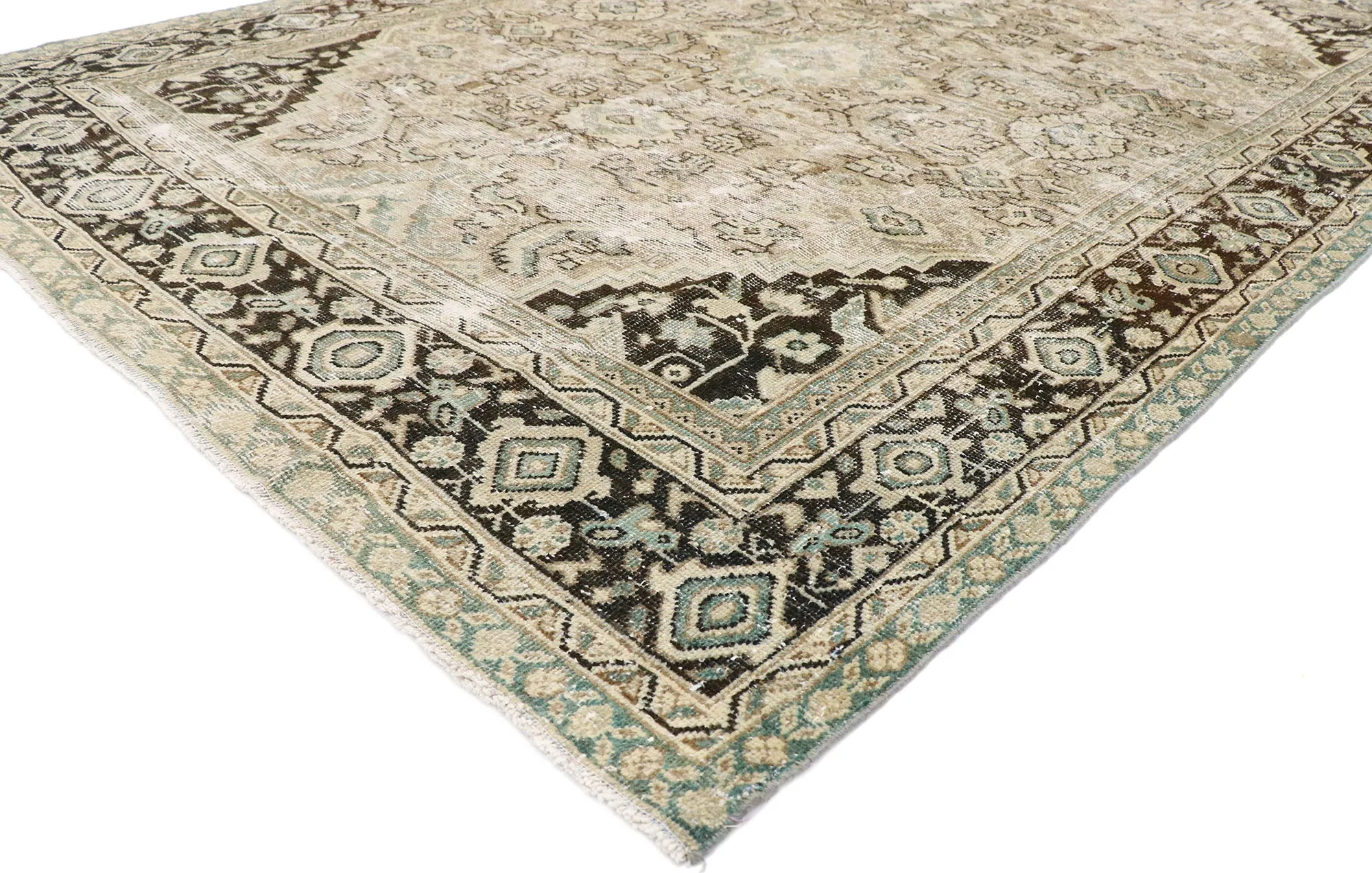 7 x 11 Distressed Antique Persian Mahal Rug