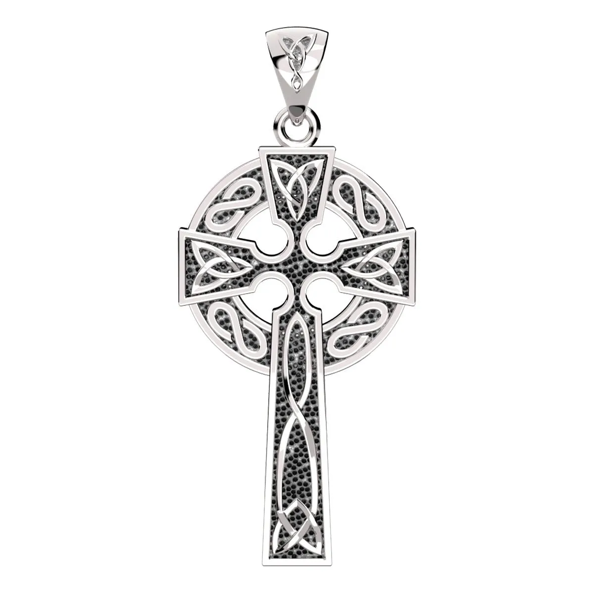 925 Sterling Silver 1.625in Irish Celtic Knot Cross Pendant Necklace, Antique Finish