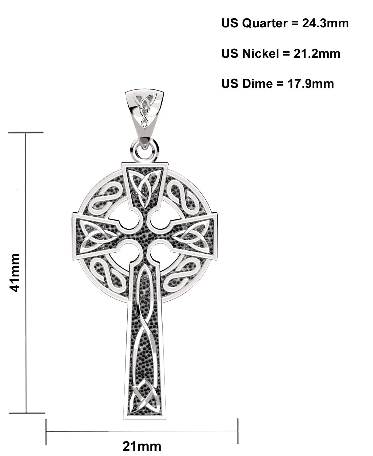 925 Sterling Silver 1.625in Irish Celtic Knot Cross Pendant Necklace, Antique Finish
