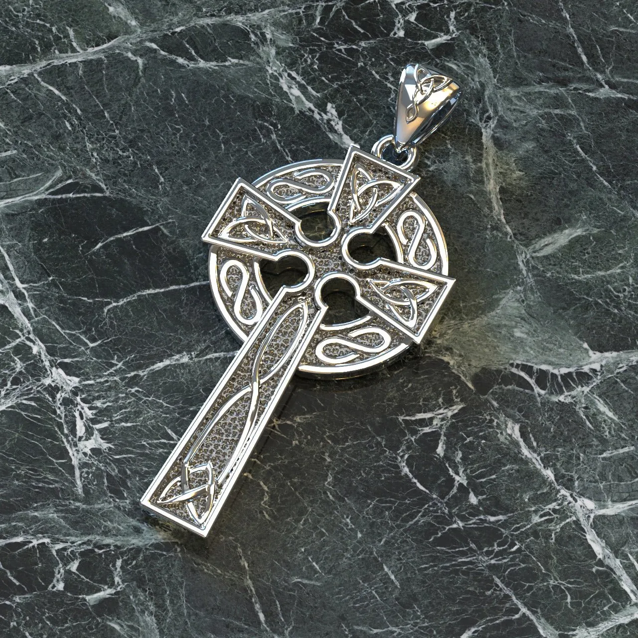 925 Sterling Silver 1.625in Irish Celtic Knot Cross Pendant Necklace, Antique Finish