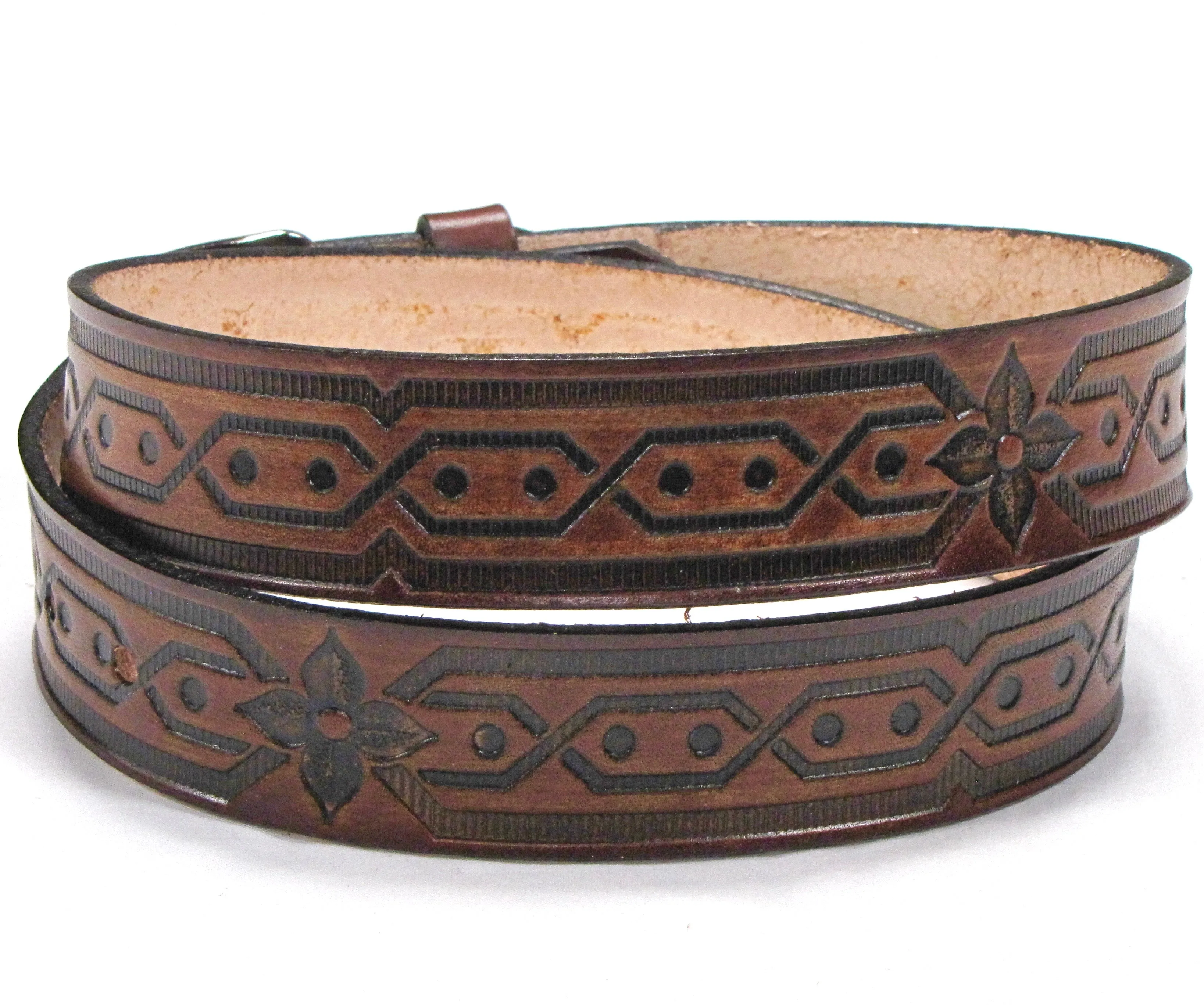 A128   1 1/2" Antique Finish Belt- Tobor Chain
