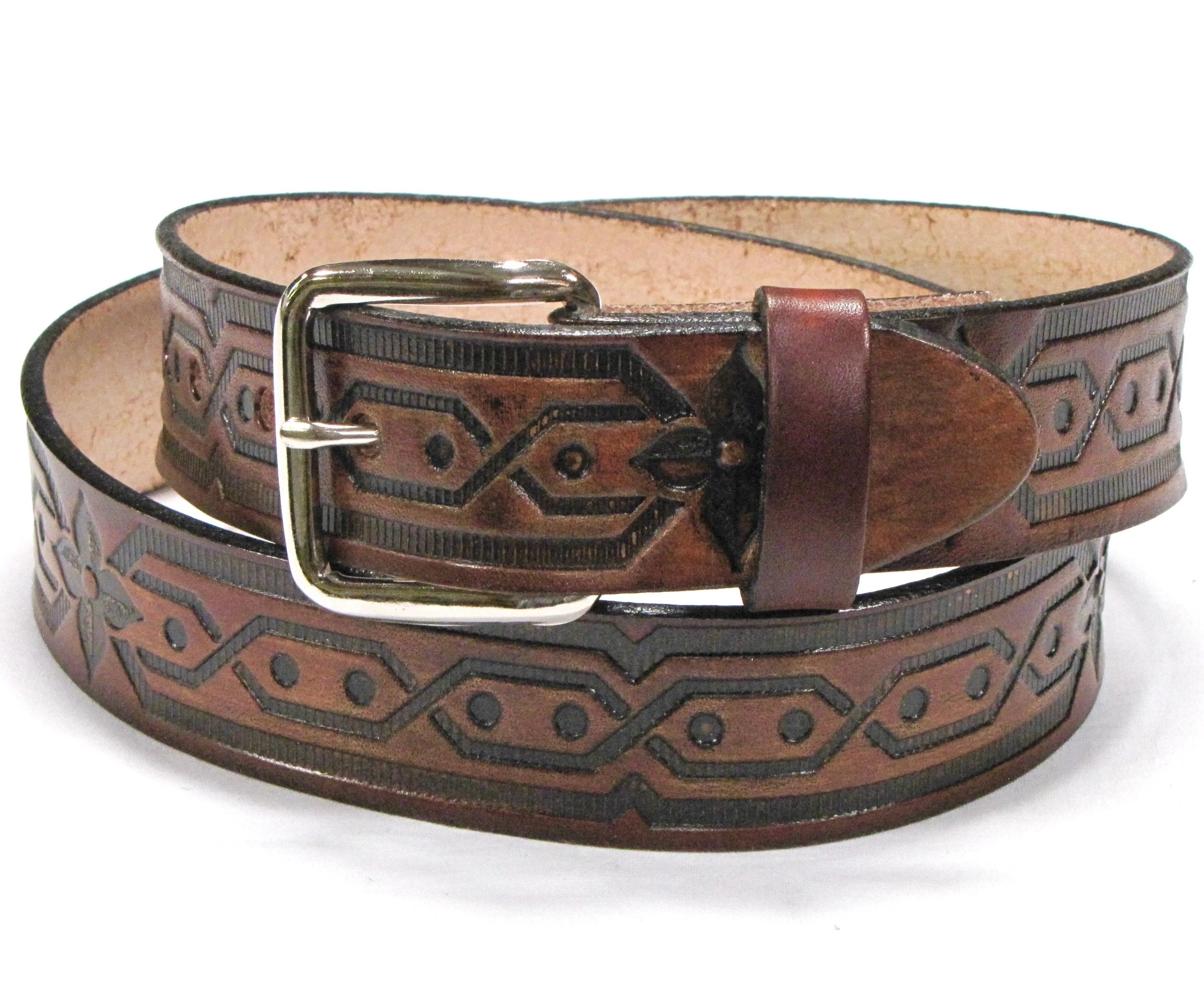A128   1 1/2" Antique Finish Belt- Tobor Chain