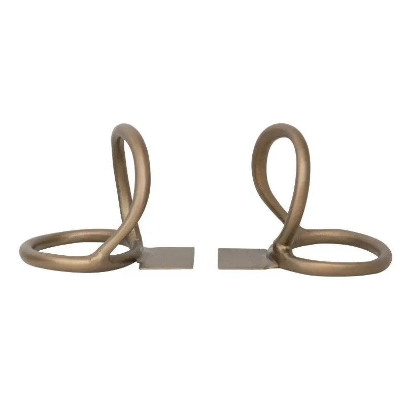 Abstract Antique Brass Bookends (Set of 2)