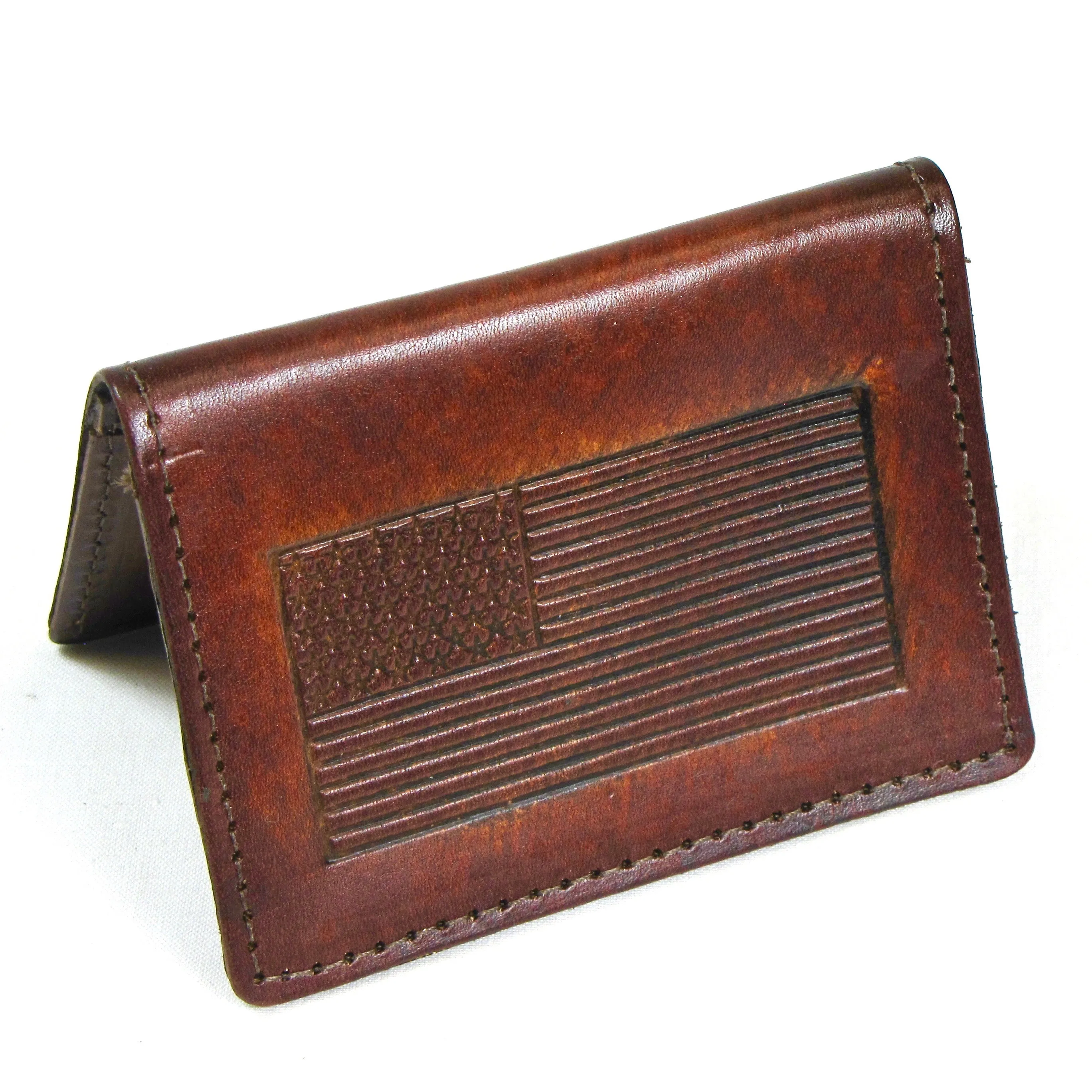 AC303-162  Antique Finish Card Case - US Flag