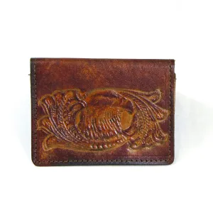 AC303-32  Antique Finish Card Case - Eagle Head Scroll
