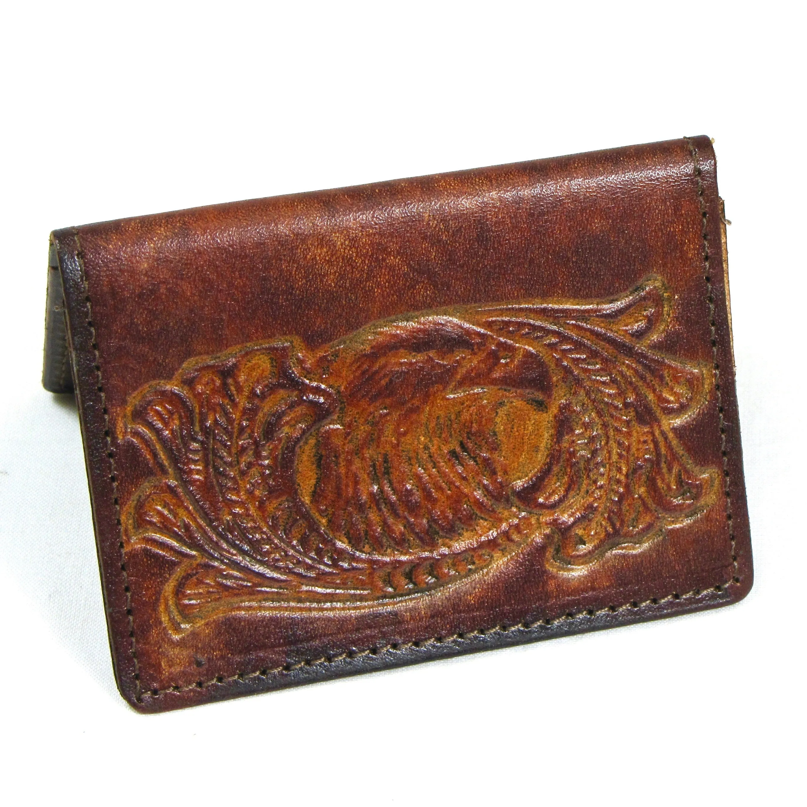 AC303-32  Antique Finish Card Case - Eagle Head Scroll