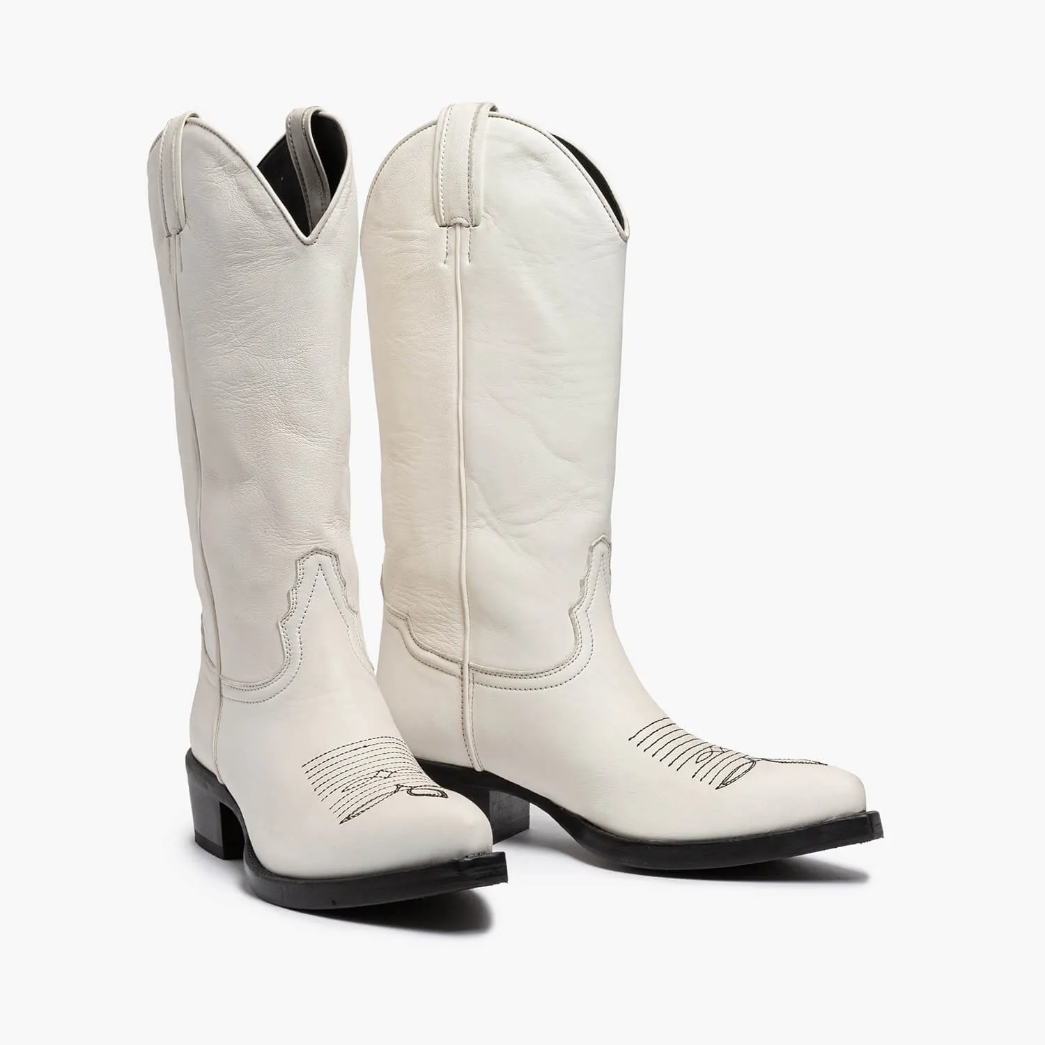 Agata | Calf leather off-white Texan boot