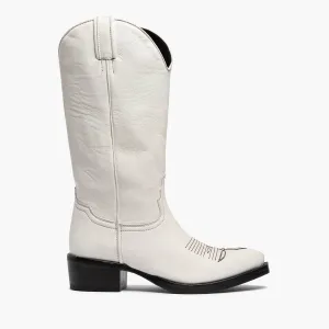 Agata | Calf leather off-white Texan boot