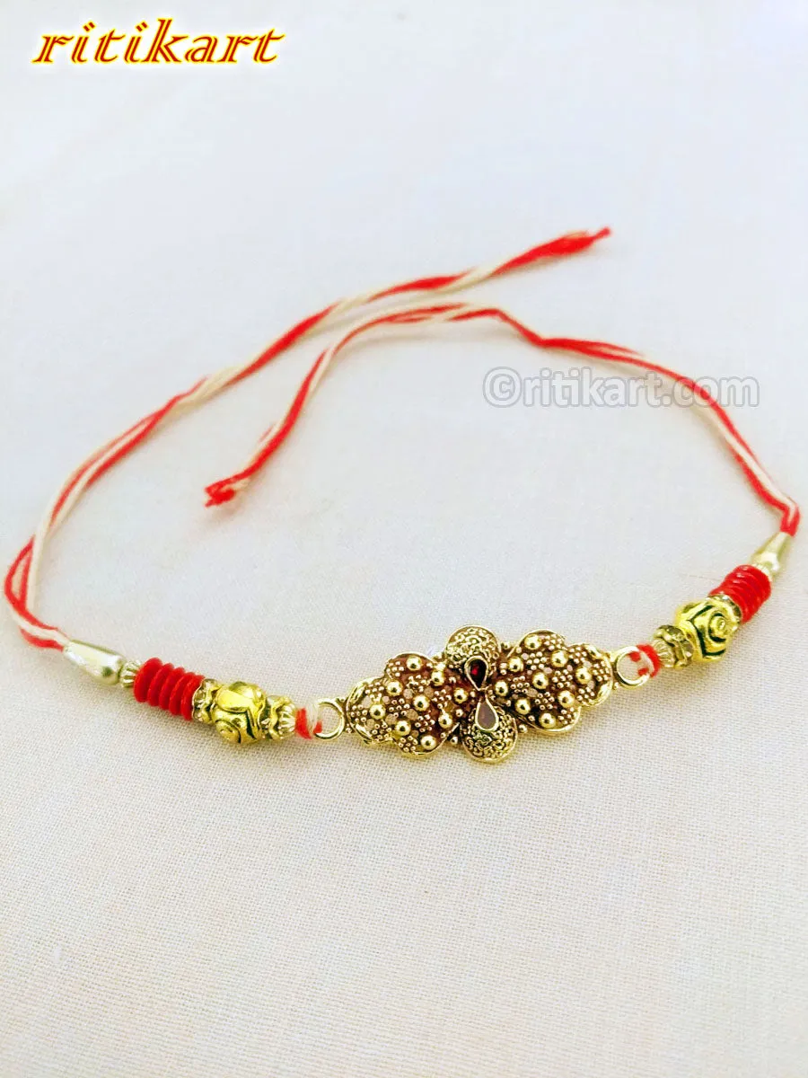Amazing Antique Finish Designer Metal Rakhi