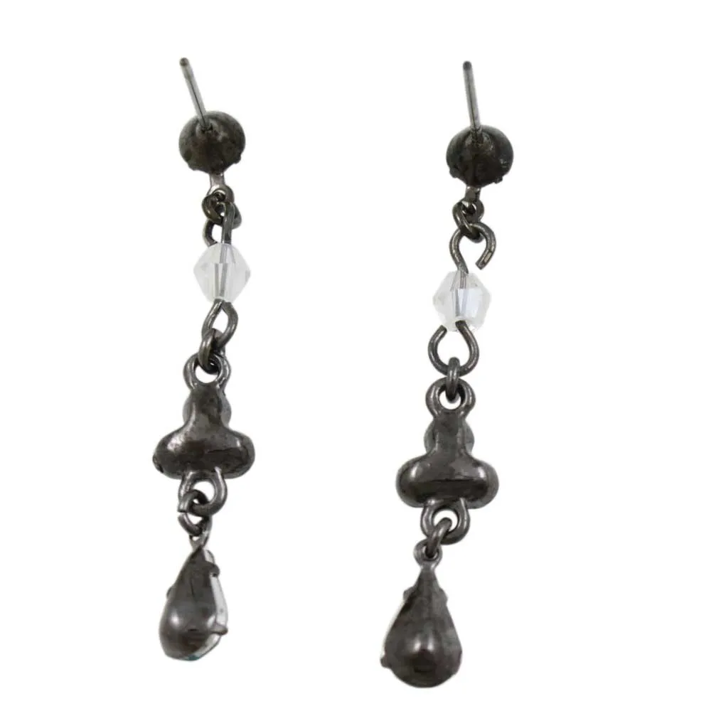 Antique Blue Zircon Crystal Drops Pierced Earring - REC320VM
