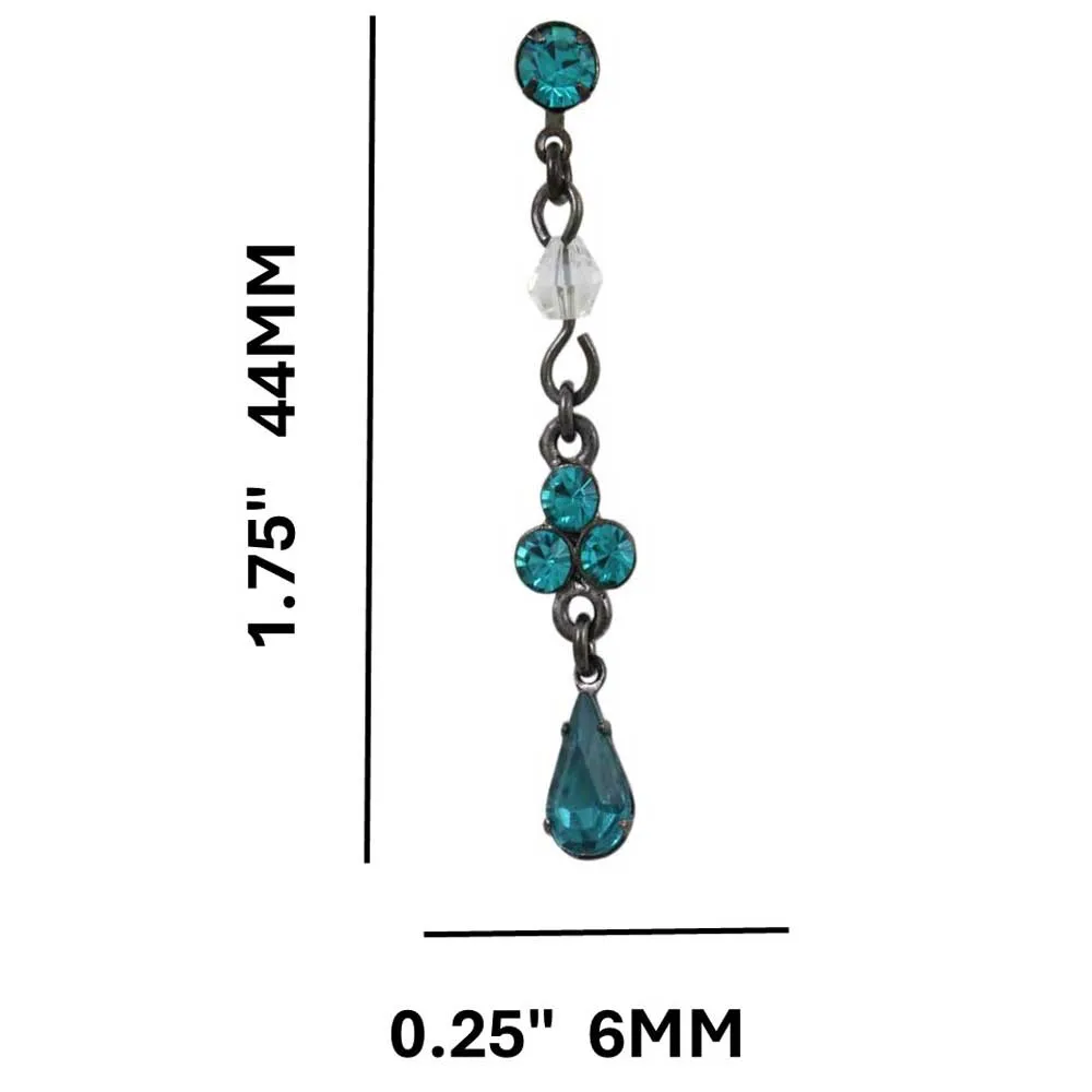 Antique Blue Zircon Crystal Drops Pierced Earring - REC320VM