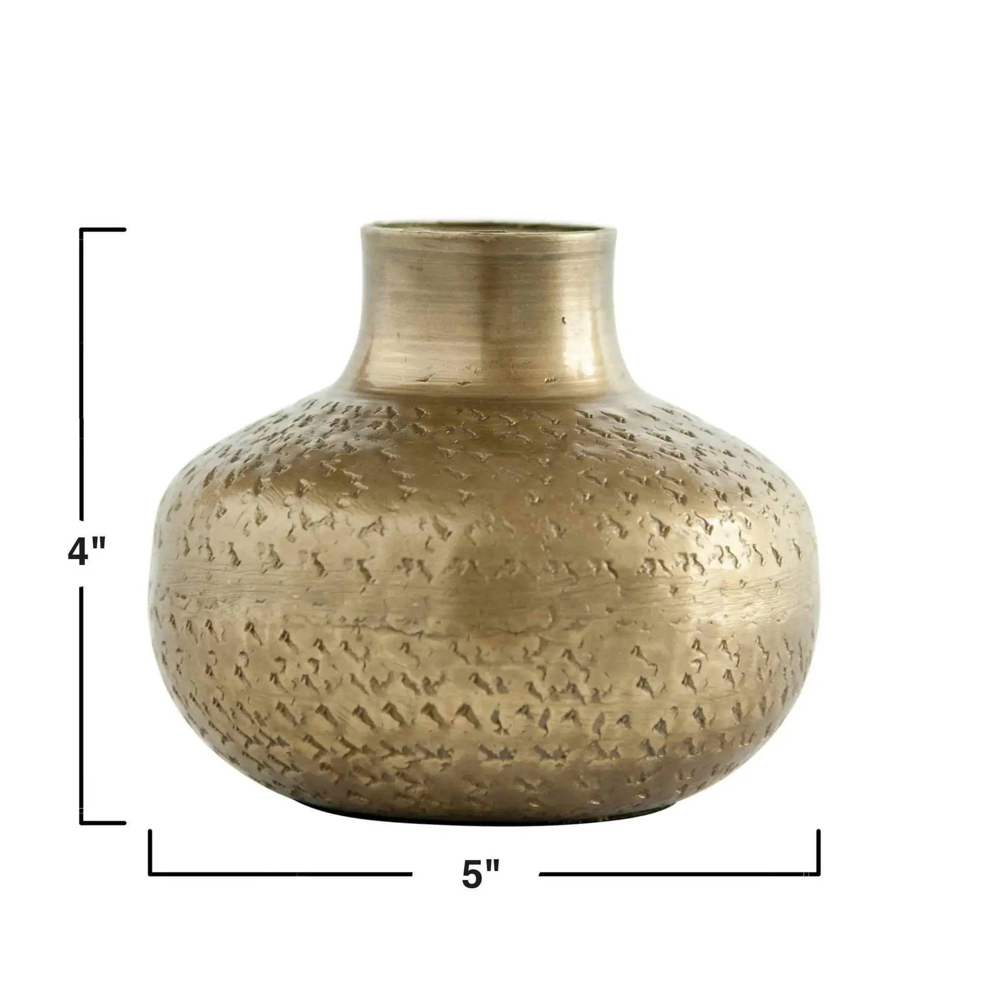 ANTIQUE BRASS DEBOSSED METAL VASE