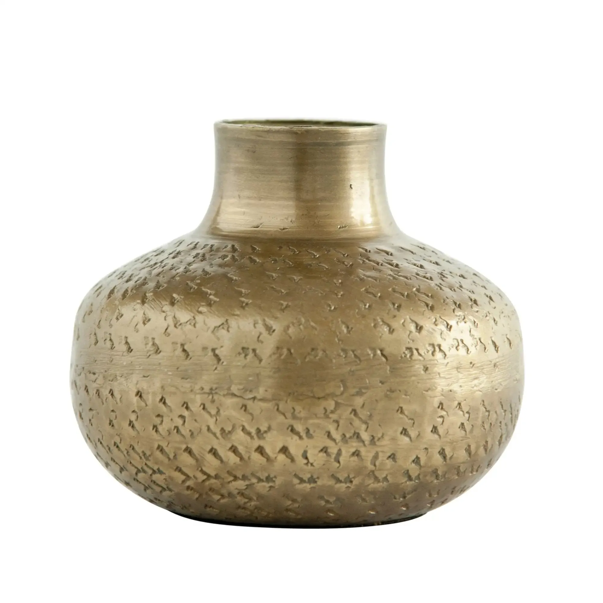 ANTIQUE BRASS DEBOSSED METAL VASE
