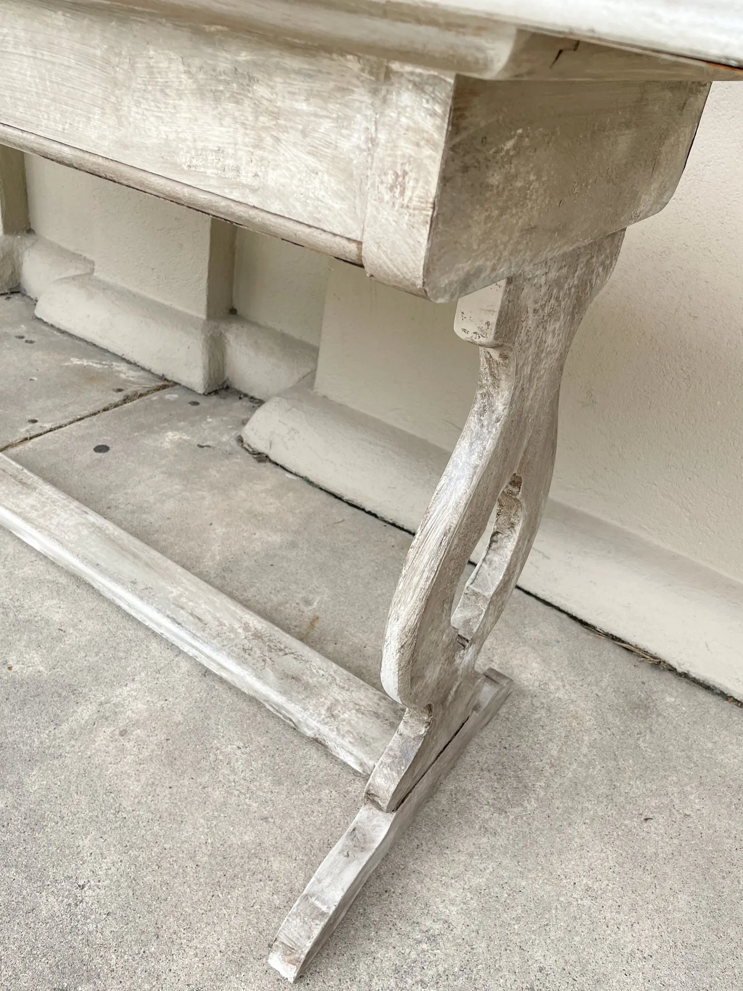 Antique Dutch Painted Wood Console with Drawer in Greige Finish