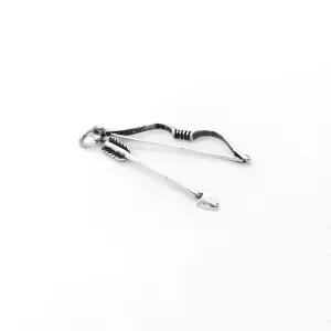 Antique-Finish Bow and Arrow Pendant (Silver)