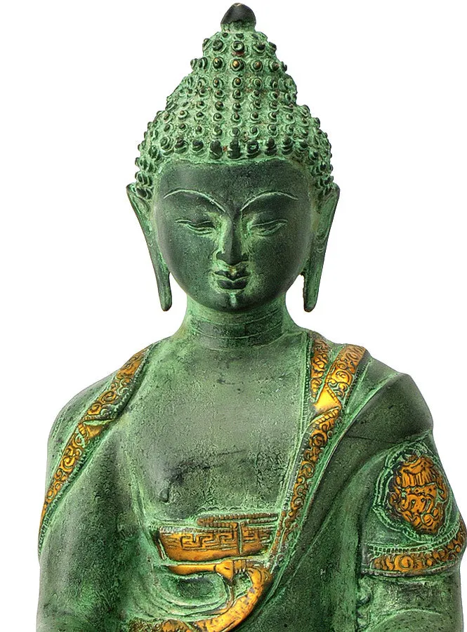 Antique Finish Brass Lord Medicine Buddha Figure 14"