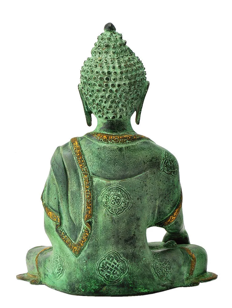 Antique Finish Brass Lord Medicine Buddha Figure 14"