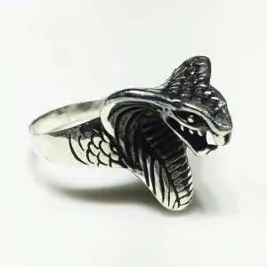 Antique-Finish Cobra Head Ring (Silver)