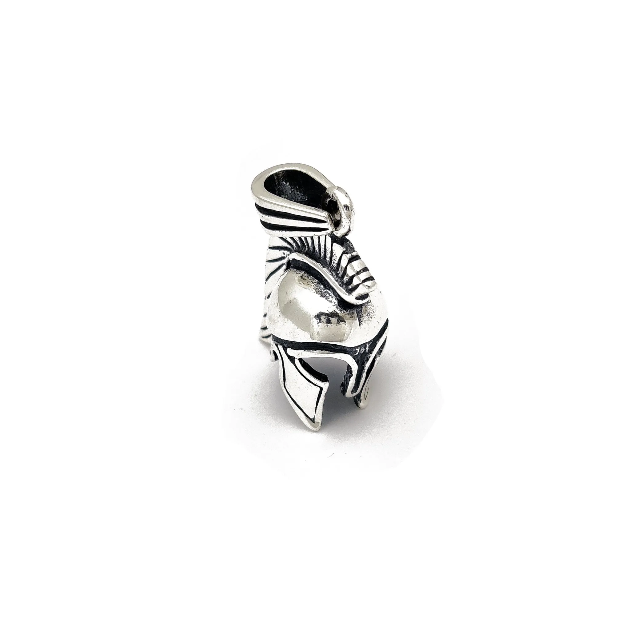 Antique-Finish Corinthian Plume Helmet Pendant (Silver)