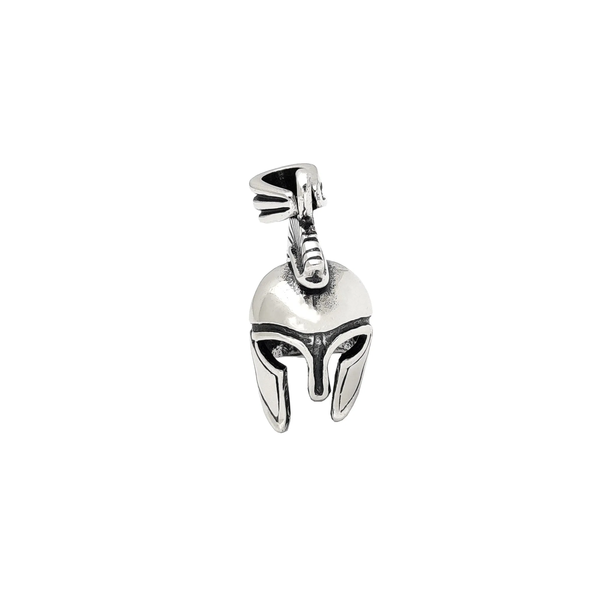 Antique-Finish Corinthian Plume Helmet Pendant (Silver)