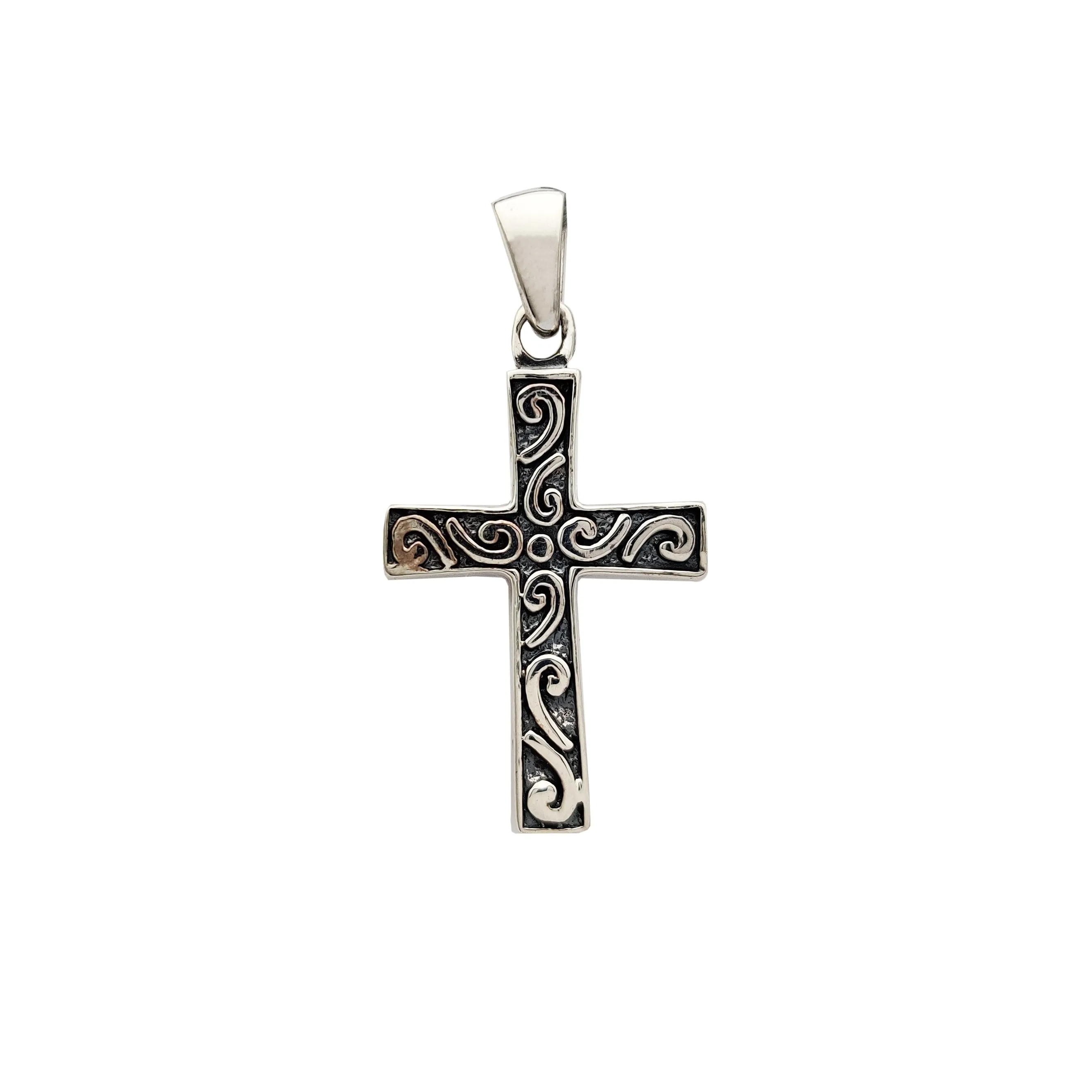 Antique-Finish Cross Pendant (Silver)