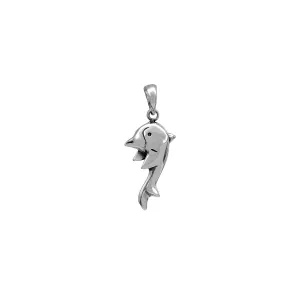 Antique-Finish Dolphin Pendant (Silver)