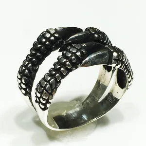 Antique-Finish Dragon Talon Ring (Silver)