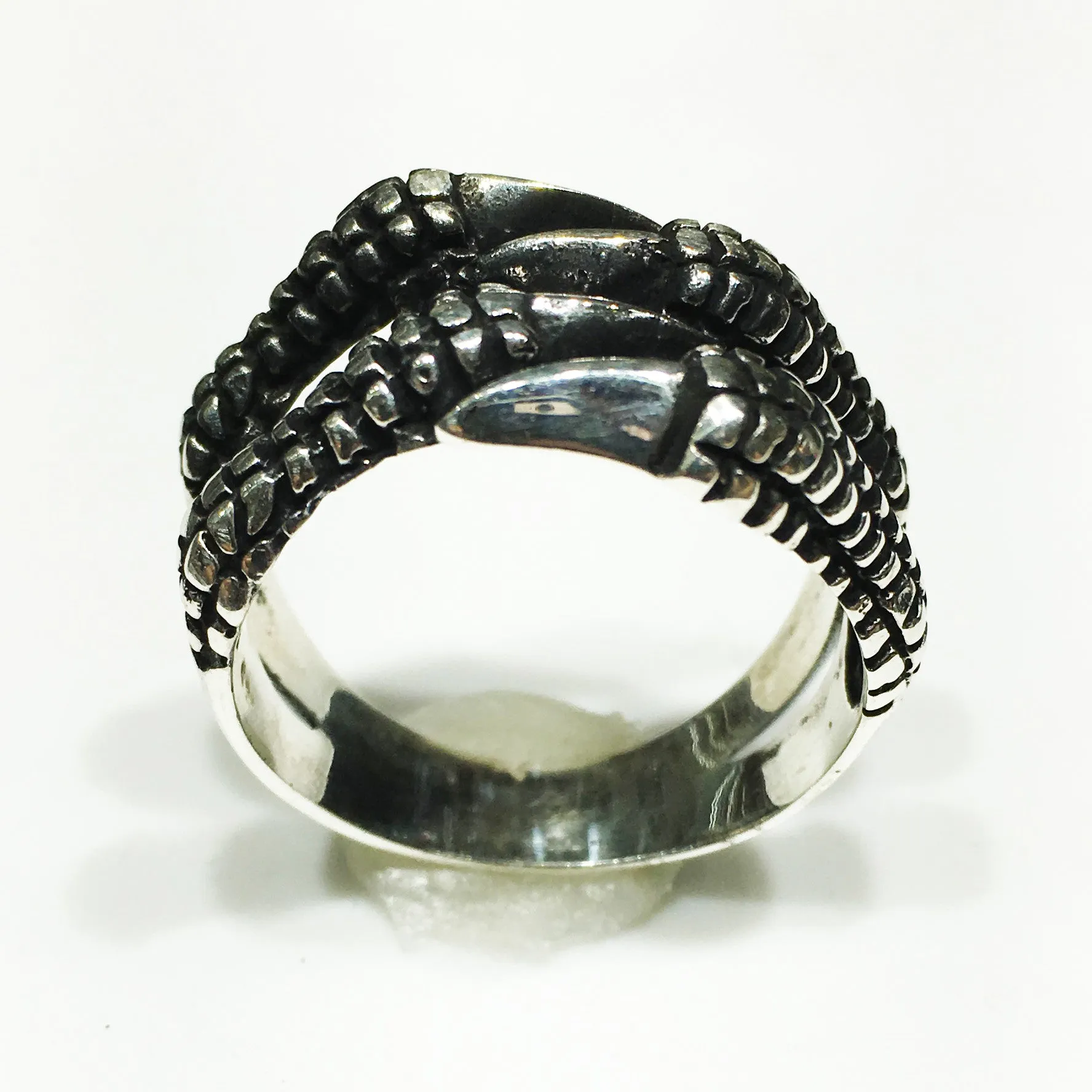 Antique-Finish Dragon Talon Ring (Silver)