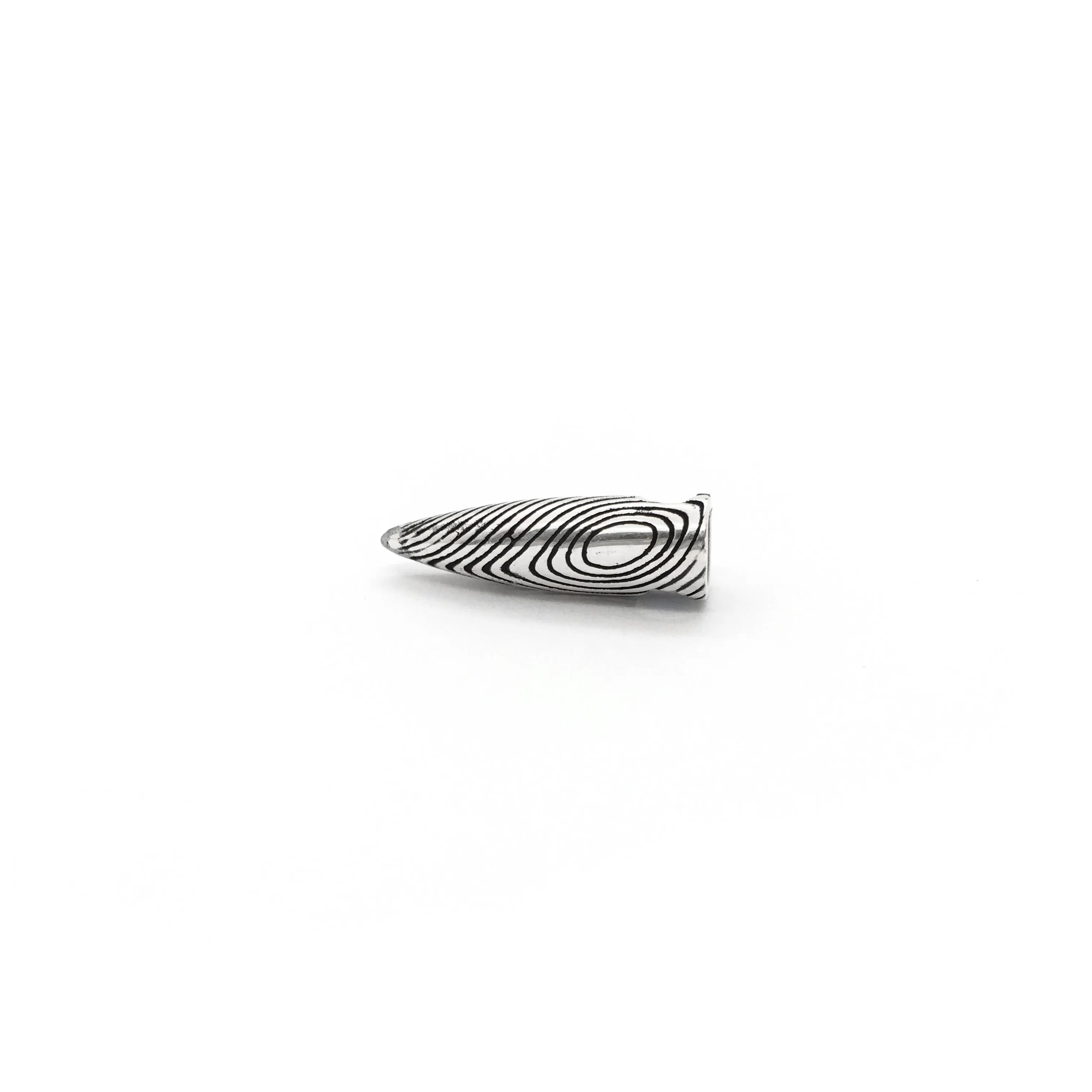 Antique-Finish Fingerprinted Bullet Pendant (Silver)