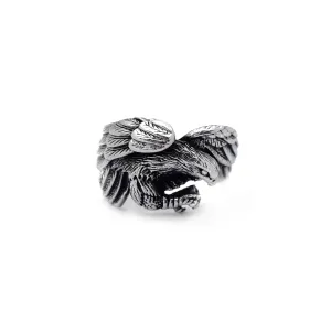 Antique-Finish Flying Eagle Ring (Silver)