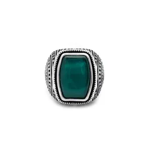 Antique-Finish Green Stone Beaded (Silver)