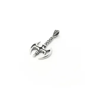 Antique-Finish Labrys Double-Bitted Axe Pendant (Silver)
