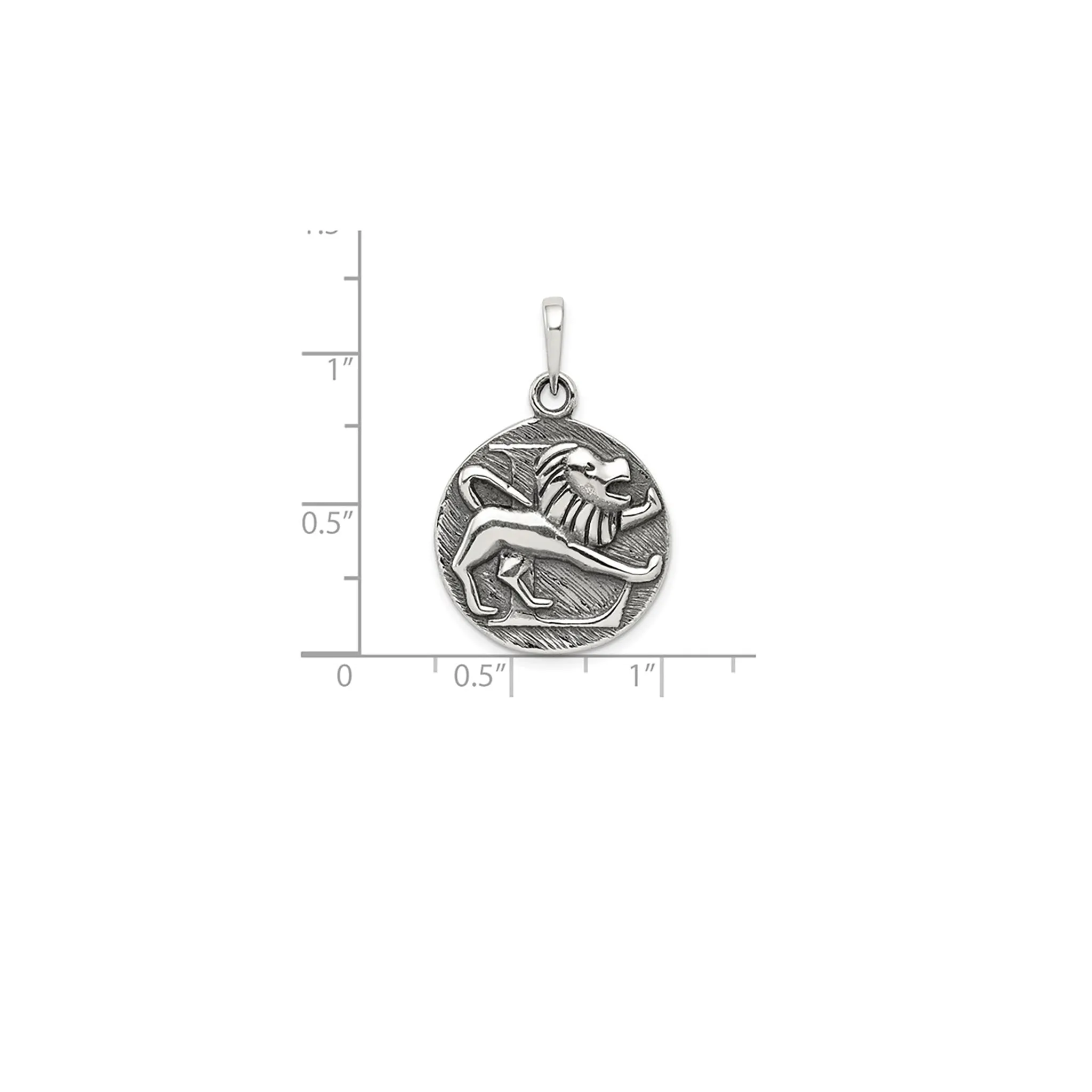Antique-Finish Leo Zodiac Pendant (Silver)