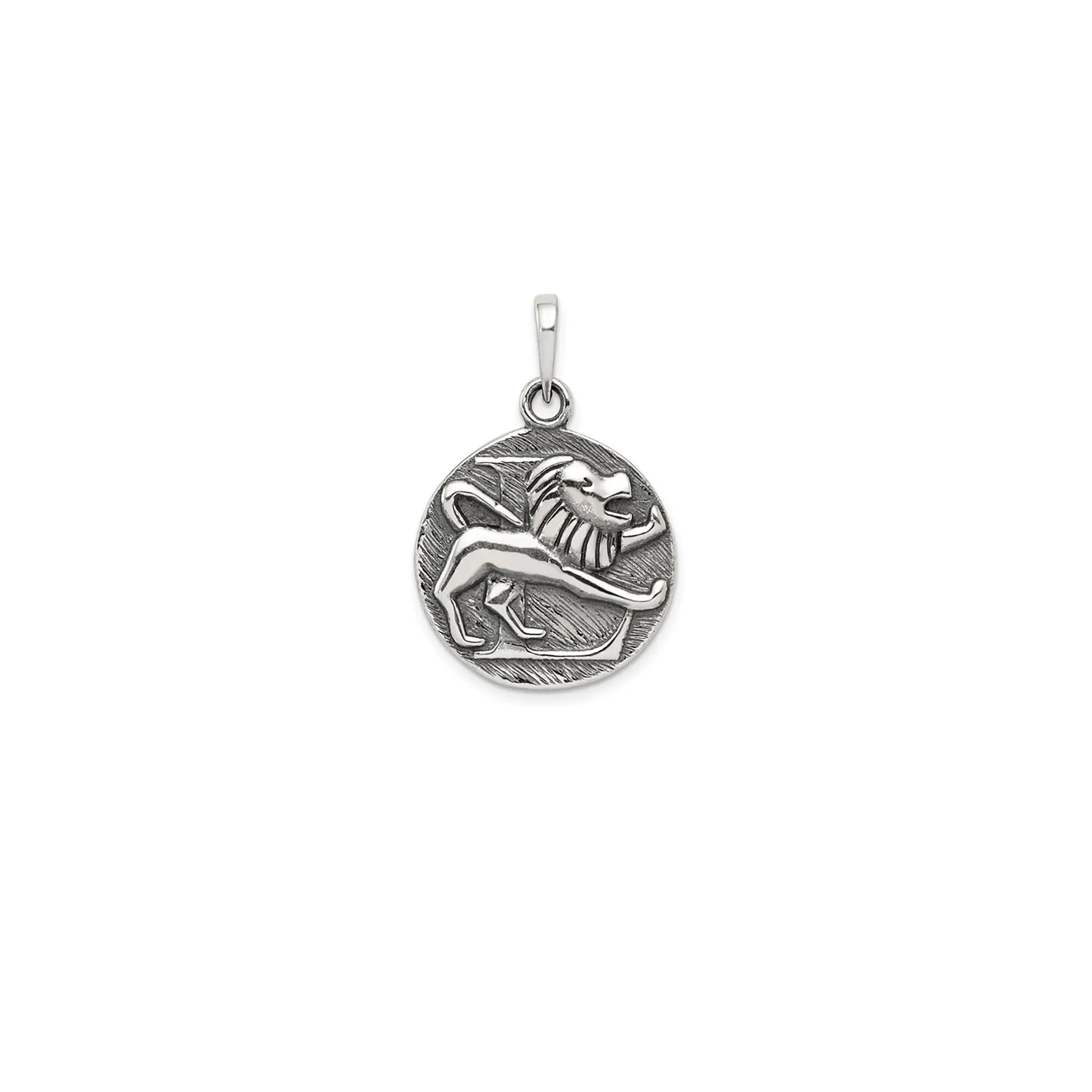 Antique-Finish Leo Zodiac Pendant (Silver)
